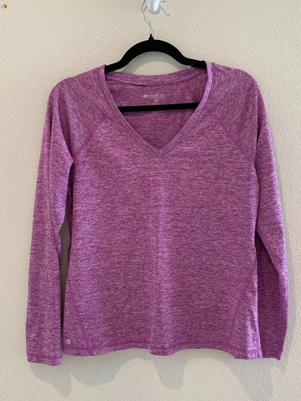 Ideology Space Dye V-Neck Athletic Top Purple Heathered Workout Shirt Medium